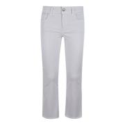 Fay Beige Stretch Bomull Fransad Botten Byxor White, Dam