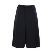 Comme des Garçons Svarta Veckade Korta Ullbyxor Black, Dam