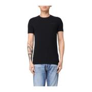 Dondup Stretch bomullsjersey T-shirt med bröstlogo Black, Herr