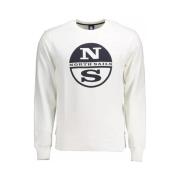 North Sails Vit Bomulls Sweatshirt med Nautiskt Tryck White, Herr