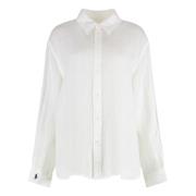 Polo Ralph Lauren Oversize Linneskjorta med Rundad Nederkant White, Da...