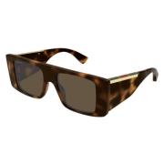 Gucci Flat Top Solglasögon i Havana Tortoise Brown, Unisex