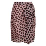 Nina Ricci Polka-dot Sidenskjol Rynkad Asymmetrisk Pink, Dam