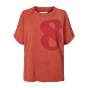 Rabens Saloner Hibiscus Ary Top T-Shirt Brown, Dam