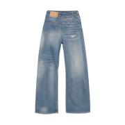 MM6 Maison Margiela Indigo Blå Jeans Med Sidoknappar Blue, Dam