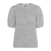 Kaffe Feminin Bow Pullover Tröja Grå Melange Gray, Dam