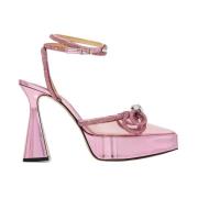 MACH & MACH Rosa plattforms klackar med dubbel rosett Pink, Dam