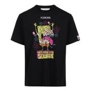 Iceberg Svart T-shirt med normal passform och SpongeBob-tryck Black, H...