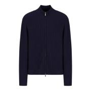 Emporio Armani Blå Ottoman Full Zip Tröja Blue, Herr