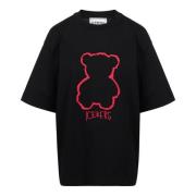 Iceberg Rosa bomulls jersey T-shirt med björntryck Black, Dam