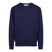 Iceberg Slim fit blå sweatshirt i bomull med logobrodyr Blue, Herr