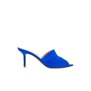 Francesco Russo Indigo Satin High Heel Mules Blue, Dam