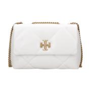 Tory Burch Vit Nappa Axelväska med Klaff White, Dam