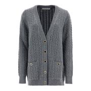 Alessandra Rich Oversized Ull Cardigan Gray, Dam