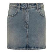 Givenchy Denim Minikjol med Metaldetaljer Blue, Dam