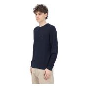 Tommy Hilfiger Blå Crew Neck Tröja Fiskbensmönster Blue, Herr