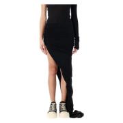 Rick Owens Svart Bomull Wrap Kjol Hög Split Black, Dam