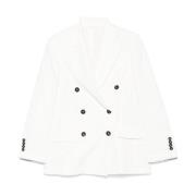 Brunello Cucinelli Vit dubbelknäppt kavaj med peak-revers White, Dam