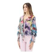 Just Cavalli Blommig Multifärgad Blus Vår Sommar Multicolor, Dam