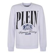 Philipp Plein Vit Sweatshirt med Strassdekorationer White, Herr