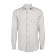 Eleventy Slim Fit Bomull Linne Skjorta White, Herr