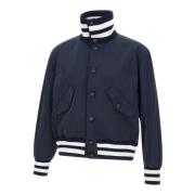 Thom Browne Flight Jacket Navy Blue Satin Nylon Blue, Herr