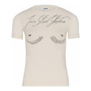 Jean Paul Gaultier Tattoo Poem Print Slim Fit T-shirt Beige, Dam