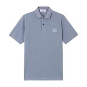 Stone Island Piqué Polo Shirt med Compass Logo Blue, Herr