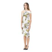 Versace Jeans Couture Barocco Outline Asymmetrisk Midi Klänning Multic...