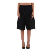 MSGM Bermudashorts i ren ull med vida ben Black, Dam