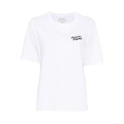 Maison Kitsuné Broderad Logotyp Bomull T-shirt White, Dam