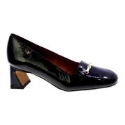 ANGEL ALARCON Svart Lack Loafer med Guldspänne Black, Dam