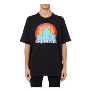 Dsquared2 Oversize Bomull T-shirt för Män Black, Herr