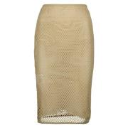 Prada Beige Bomull Mesh Midi Kjol Beige, Dam