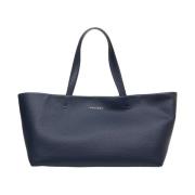 Orciani Blå Läder Shopper Väska Blue, Dam