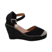 Viguera Svarta Mocka Espadrillos med Fotledsrem Black, Dam