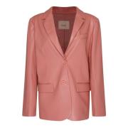 Twinset Rosa Läder Effekt Blazer Pink, Dam