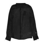 Dsquared2 Svart Siden Broderad Skjorta Ss22 Black, Herr