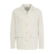 Paolo Pecora Beige Linneblandad Overshirt Jacka Beige, Herr