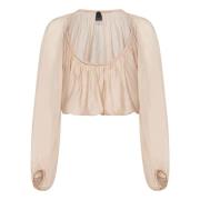 PINKO Beige Asymmetrisk Hemlinje Topp Beige, Dam