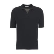 Paolo Pecora Svart Stickad Polotröja Stilren Casual Black, Herr