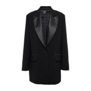 Max Mara Svart Tuxedo Jacka Elegant Chic Stil Black, Dam