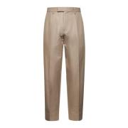 Ermenegildo Zegna Beige Bomull Linne Byxor Regular Fit Beige, Herr