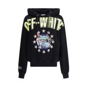 Off White Fresco Star Printed Hoodie Black, Herr