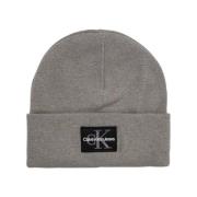 Calvin Klein Jeans Logo Patch Beanie Varm Bomullsblandning Gray, Herr