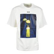 MSGM Bomull T-shirt med unik stil White, Herr