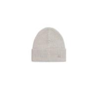 Calvin Klein Chunky Ribbed Wool Cashmere Beanie med Logo Gray, Dam