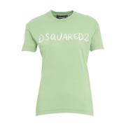 Dsquared2 Grön T-shirt med Ribbad Krage Green, Dam