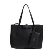 Guess Svart Läder Toteväska med Dragkedja Black, Dam