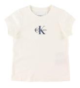 Calvin Klein T-shirt - Slim Fit - Greige/MarinblÃ¥